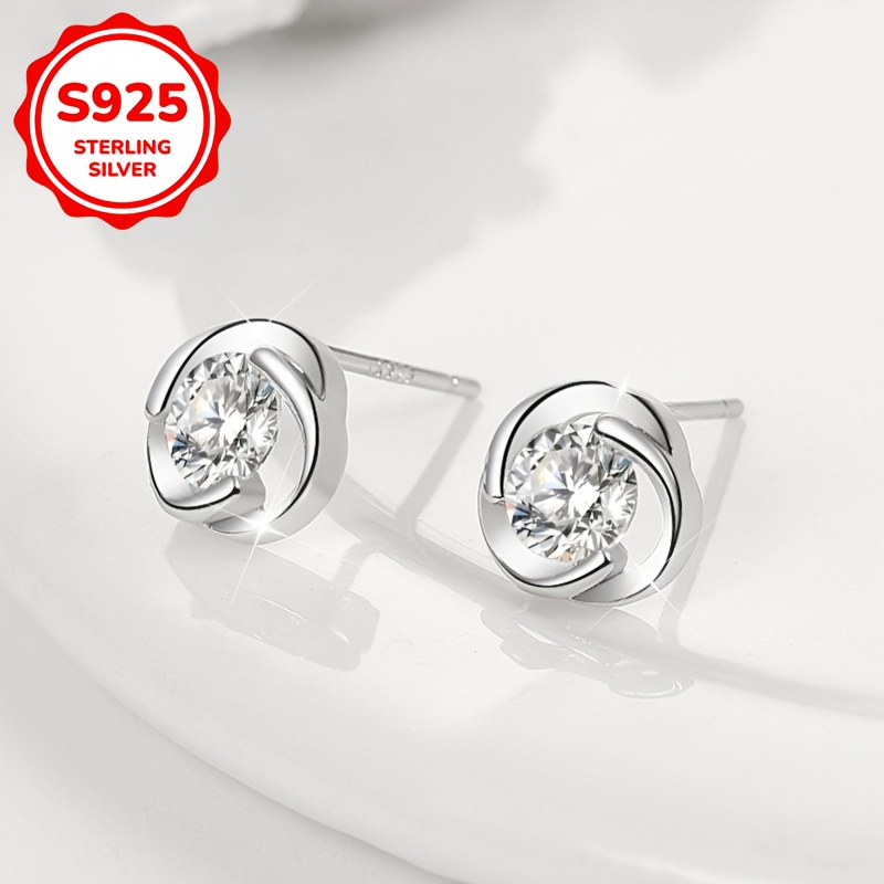 925 Silver Rose Synthetic Zirconia Earrings